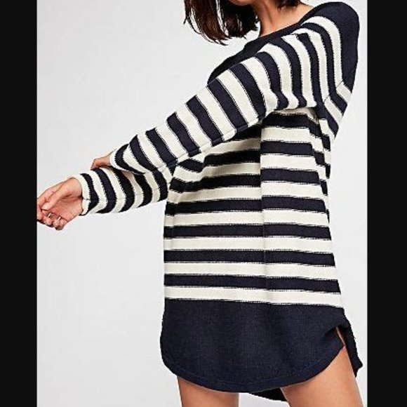 Free People Beach Renegade Tunic | Navy White Stripe | M - Picture 1 of 5
